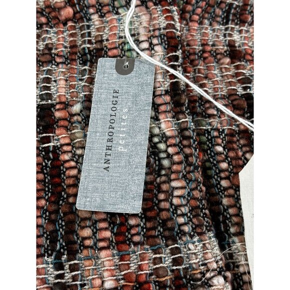 Ett Twa Anthropologie Petites XSP Fringe Hem Plaid Jacket Boho Tweed - Picture 5 of 11